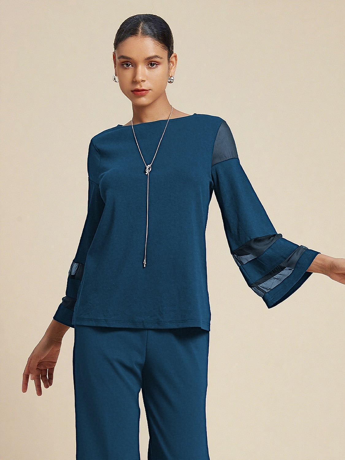 Style Chiffon Blouse Modal Illusion Pure Color Loose