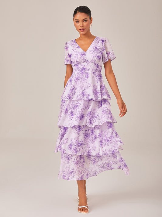 Maxi Dress Purple Lightweight Chiffon