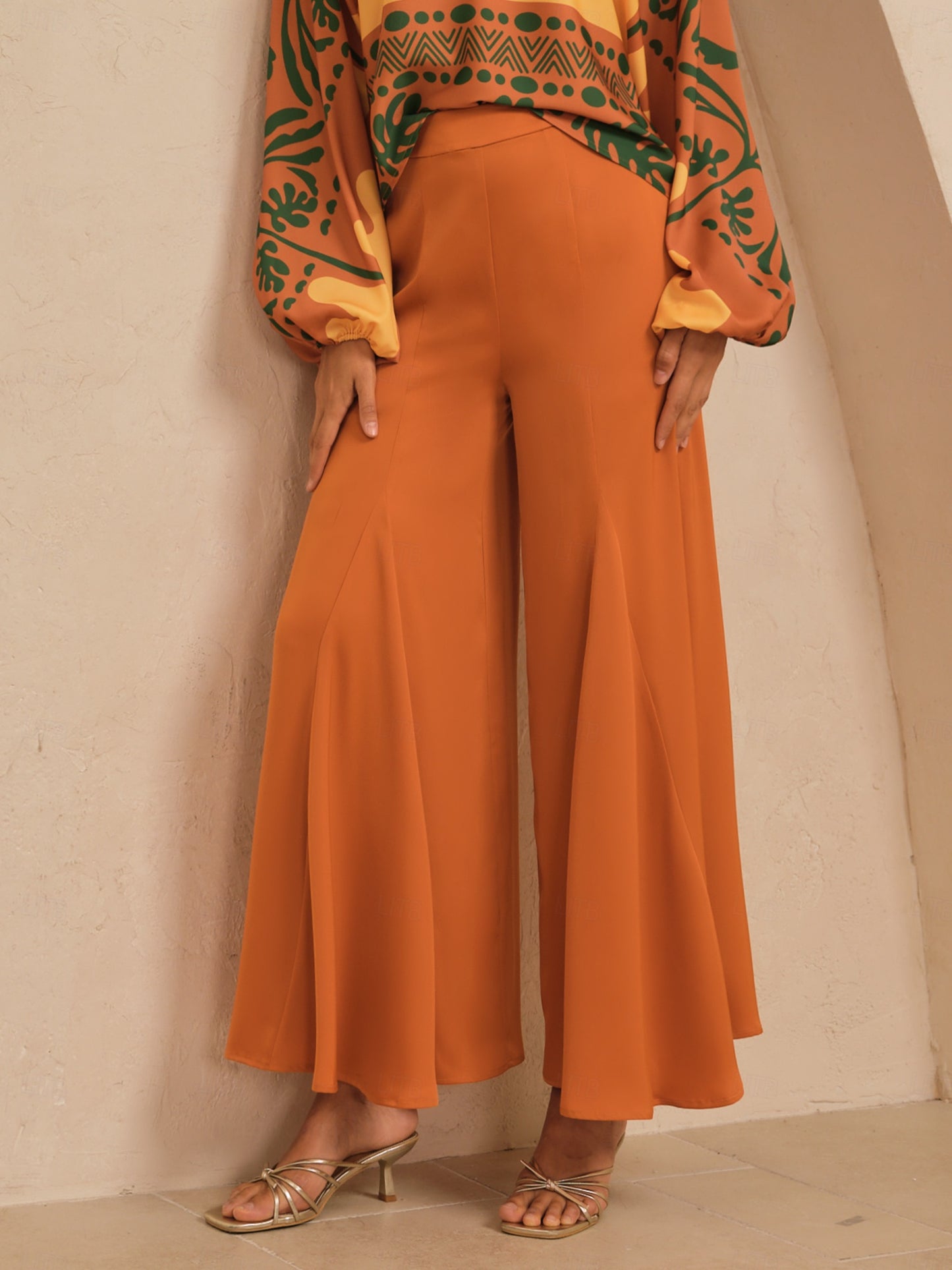 Satin Wide Leg Burgundy Pocket Pants