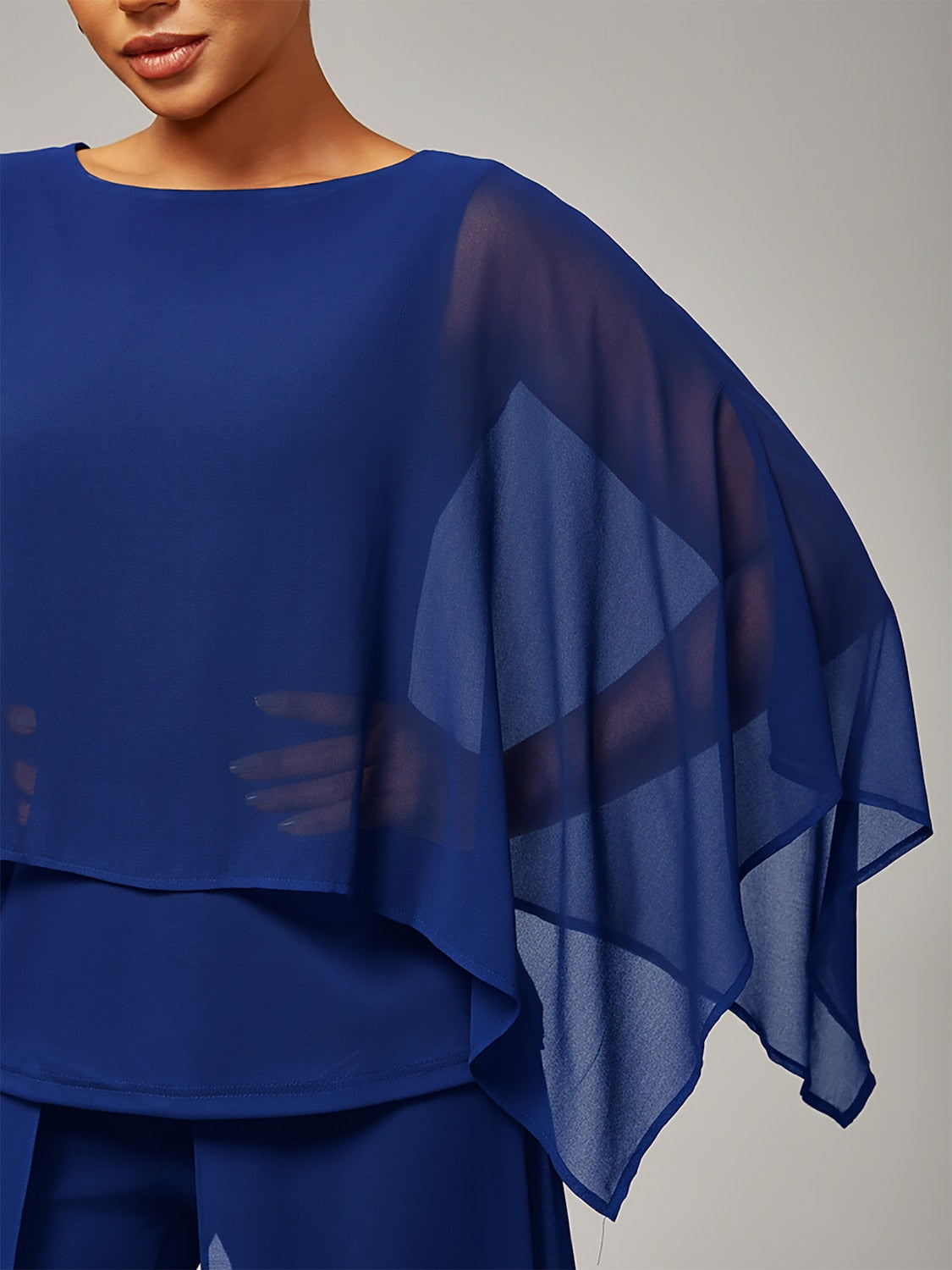 Stylish Luxurious Modal Chiffon Cape Top Blouse