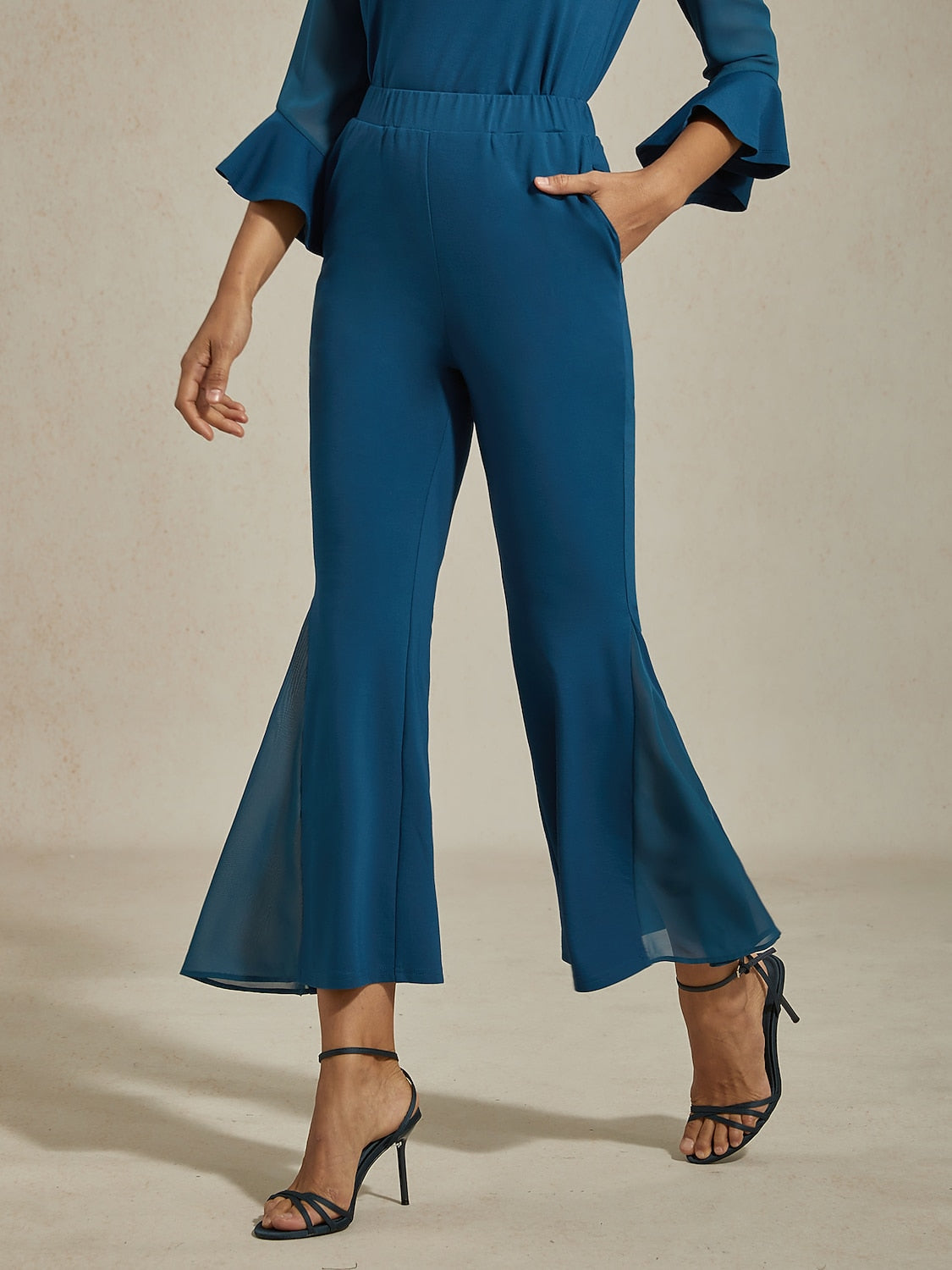 Black High Waist Pants Chiffon Lightweight Pants
