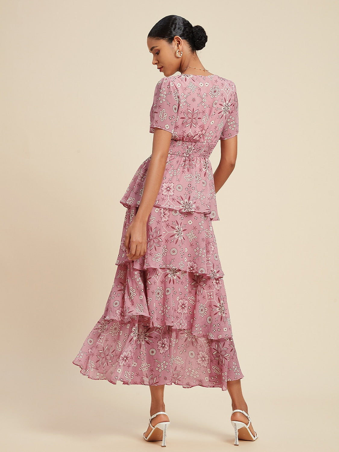 Chiffon Floral Short Maxi Dress