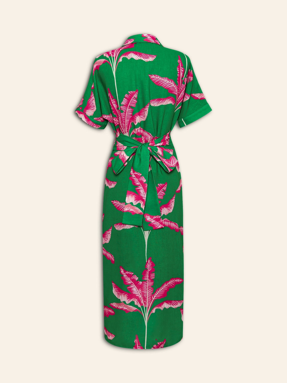 Print Shirred Midi Dress
