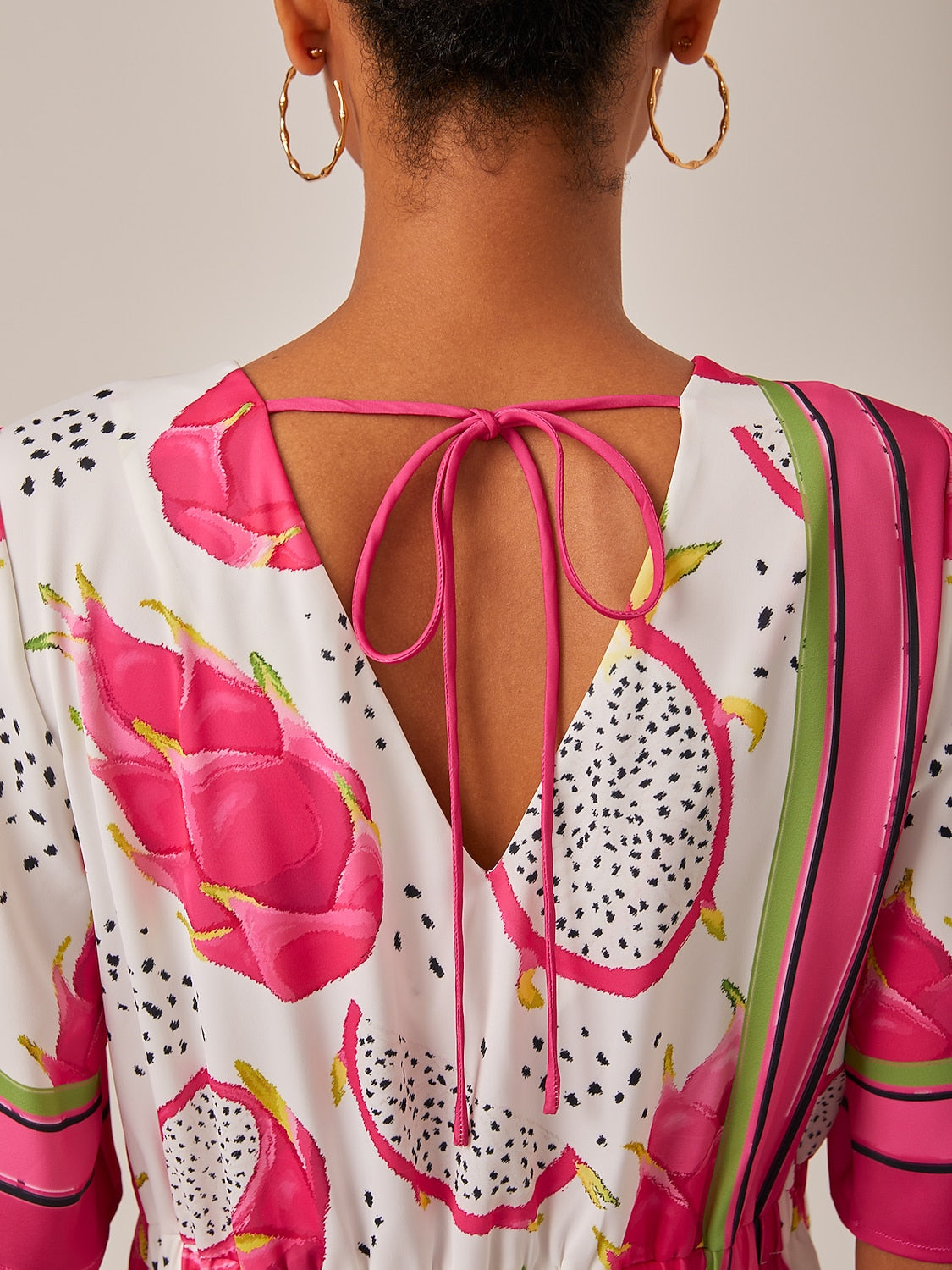 Dragon Fruit Placed Print Mini Dress