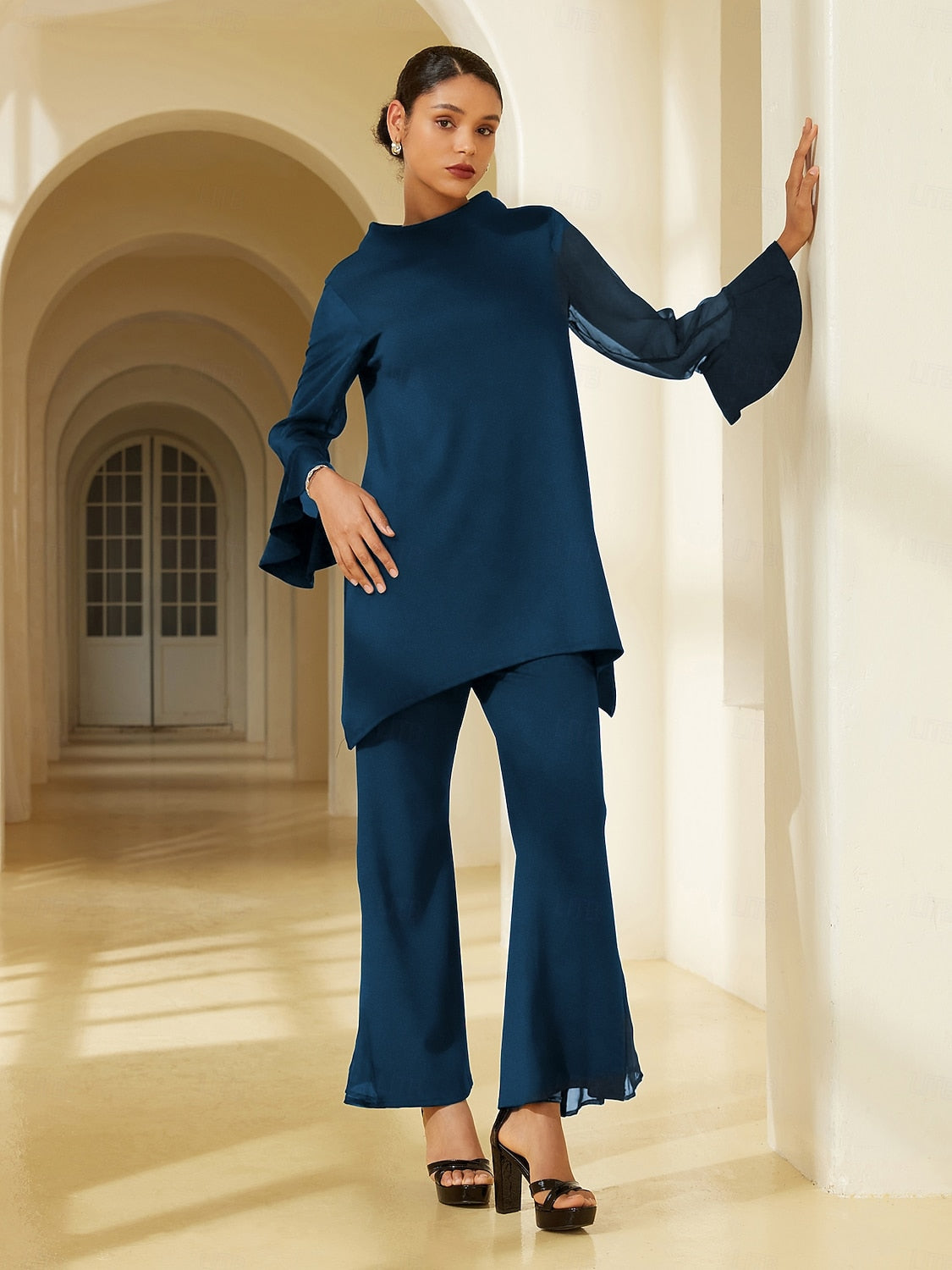 Modal Chiffon Flare Cuff Set