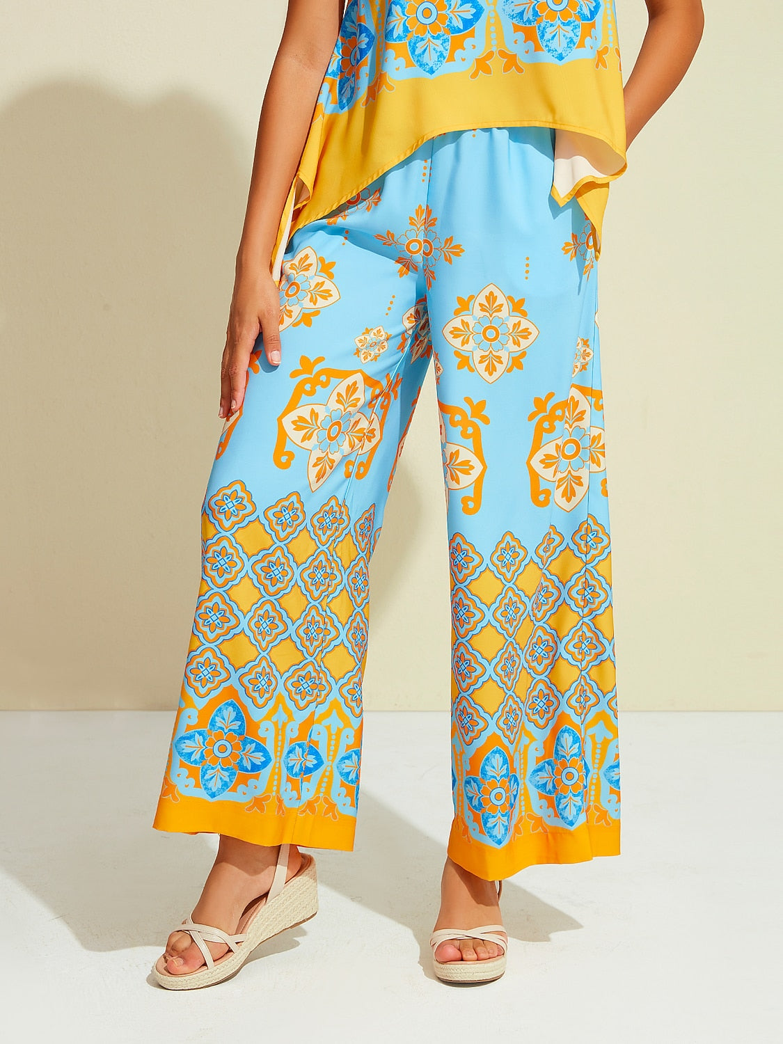 Satin Bohemia Wide Leg Pocket Pants