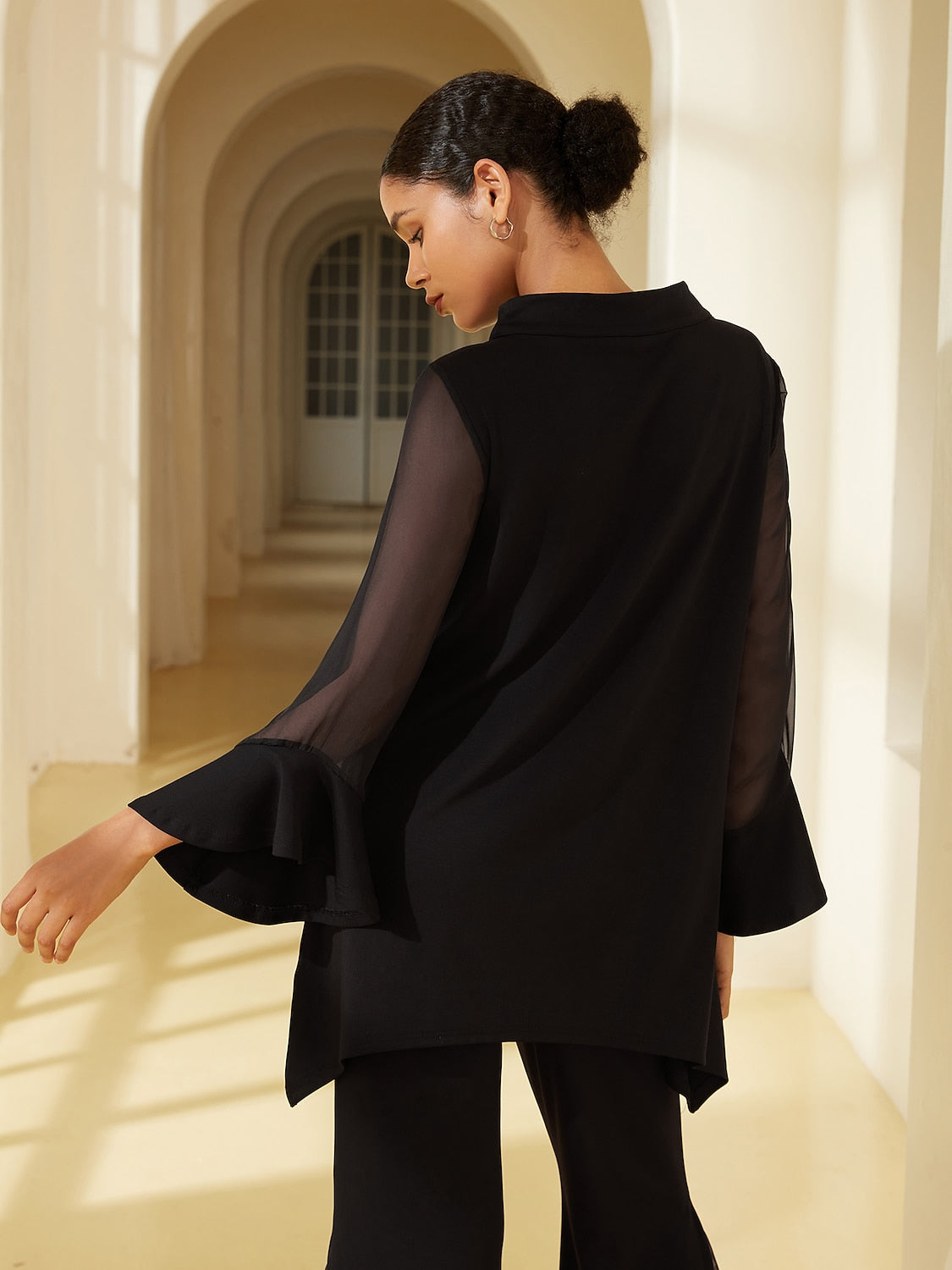 Modal Chiffon Flare Cuff Set