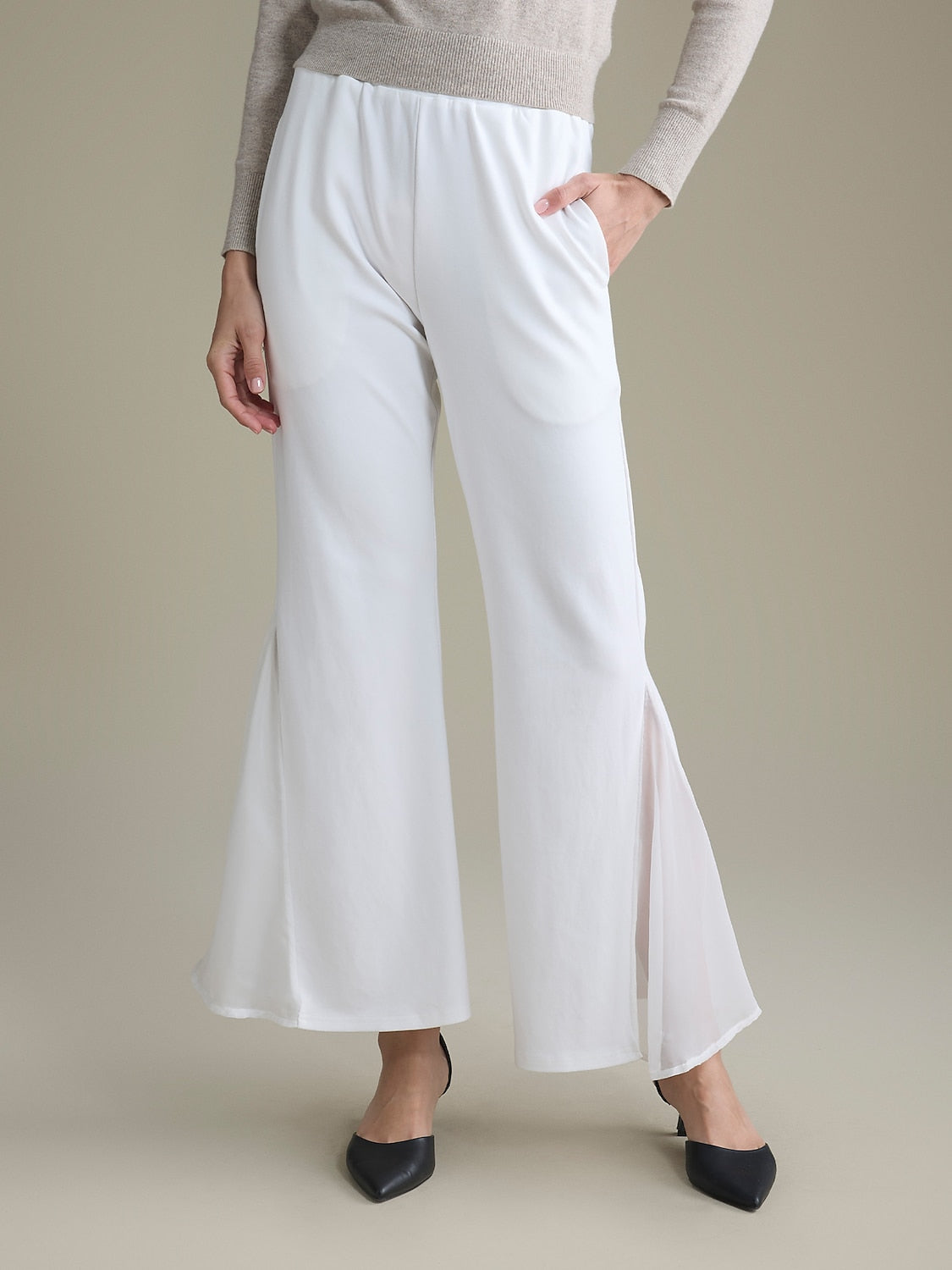 Black High Waist Pants Chiffon Lightweight Pants