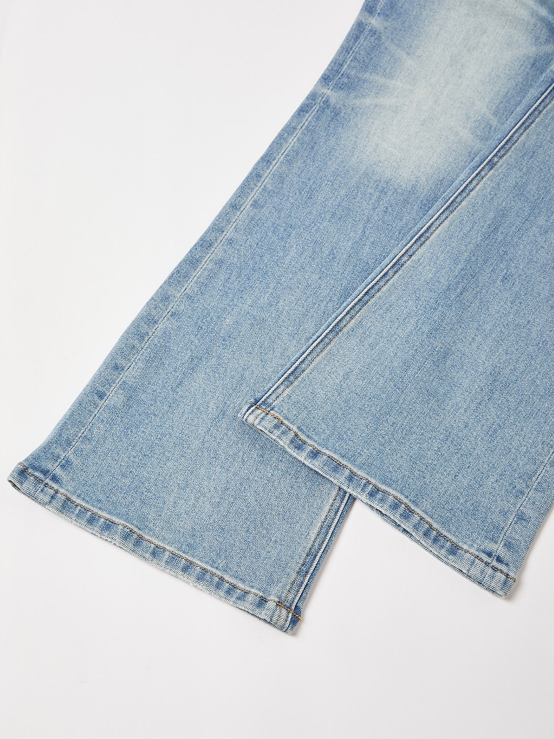 Cotton Stretch Flared Jeans High Waist Frayed Hem Denim Pants
