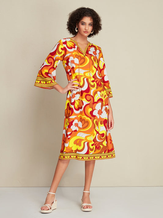 Satin Tie Front Midi Dress