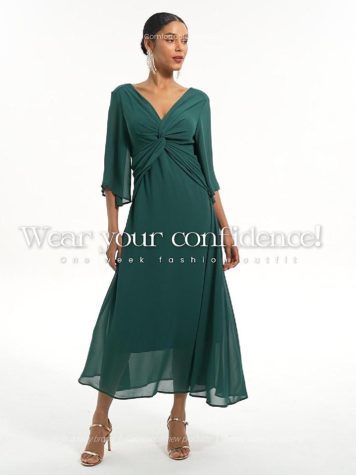 Chiffon Plain Ruffle Twisted Maxi Dress