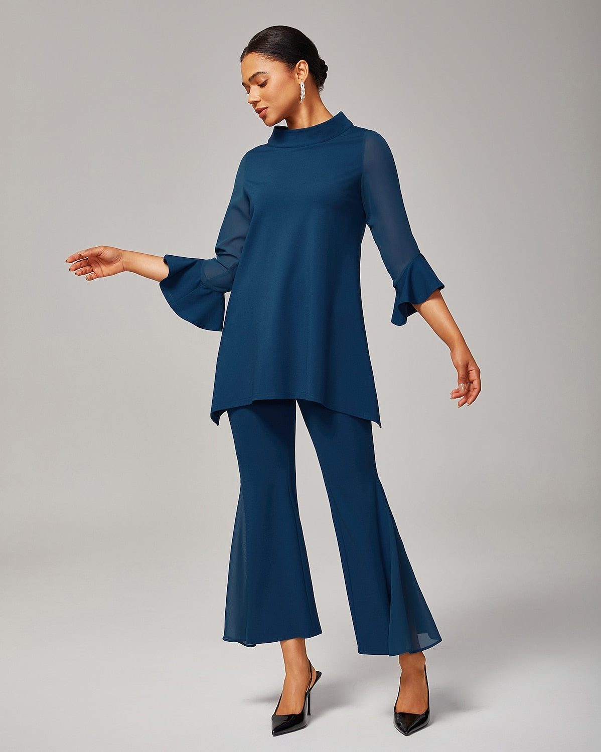 Modal Chiffon Flare Cuff Set