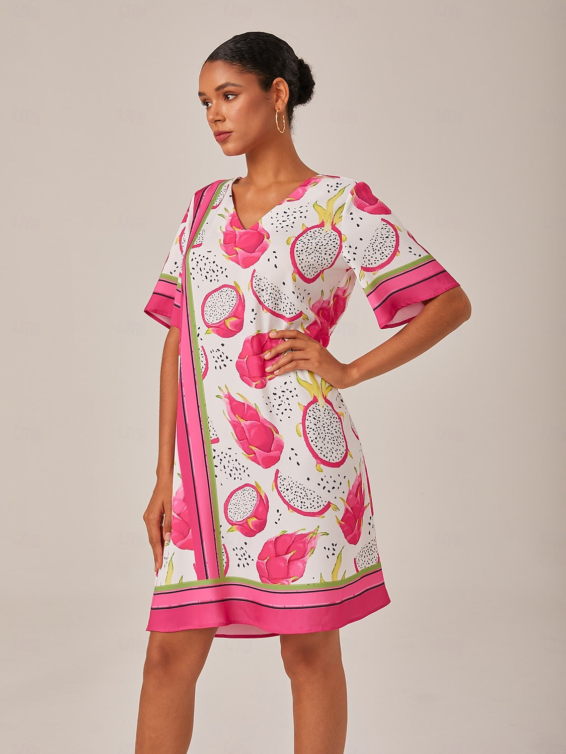 Dragon Fruit Placed Print Mini Dress