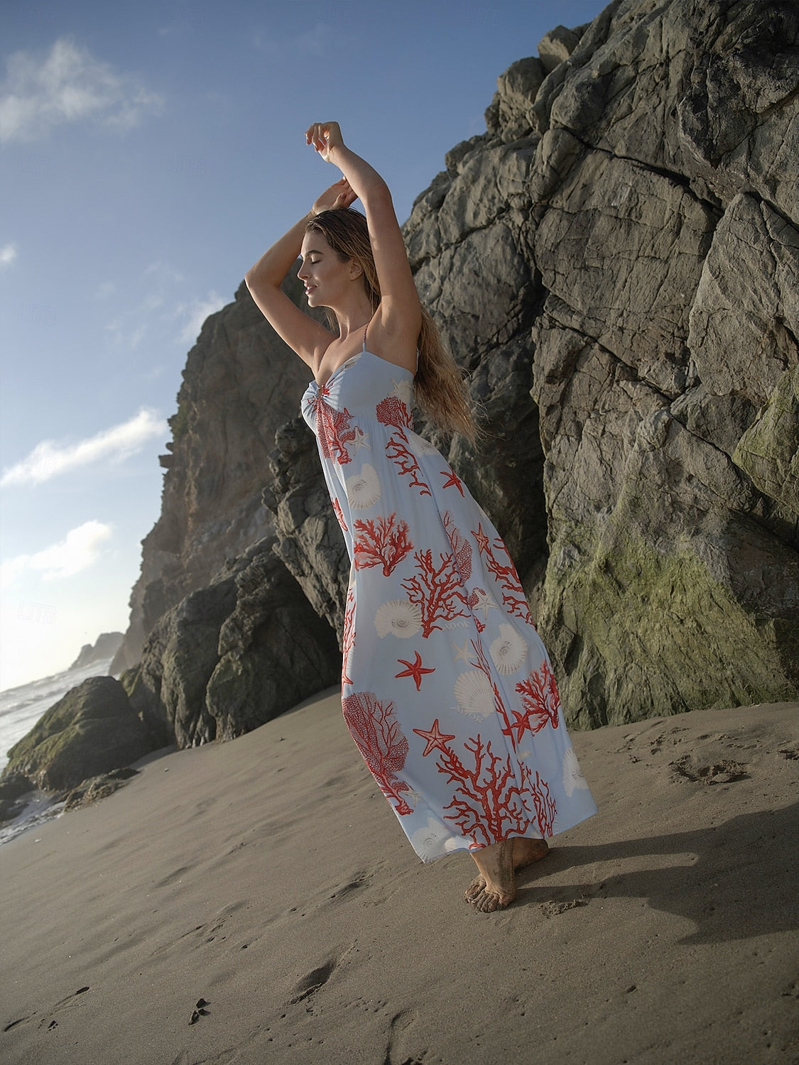 Red Ocean-Themed Cami Dress
