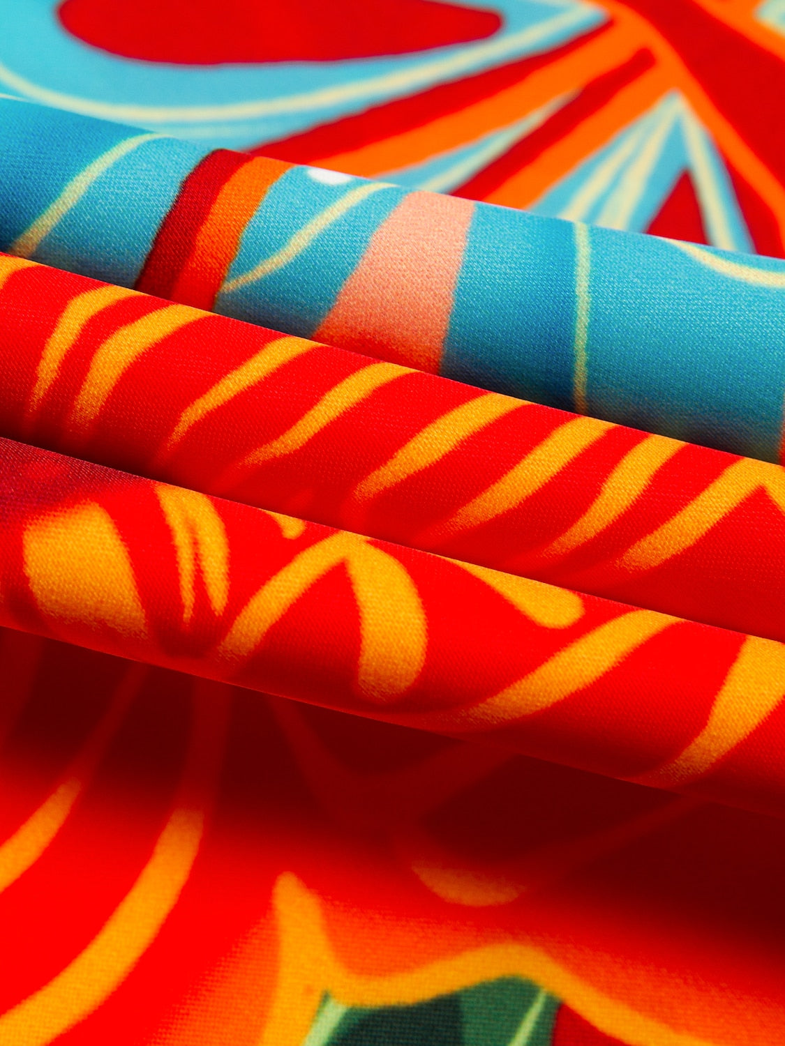 Floral Print Mini Dress Orange Flower Pattern