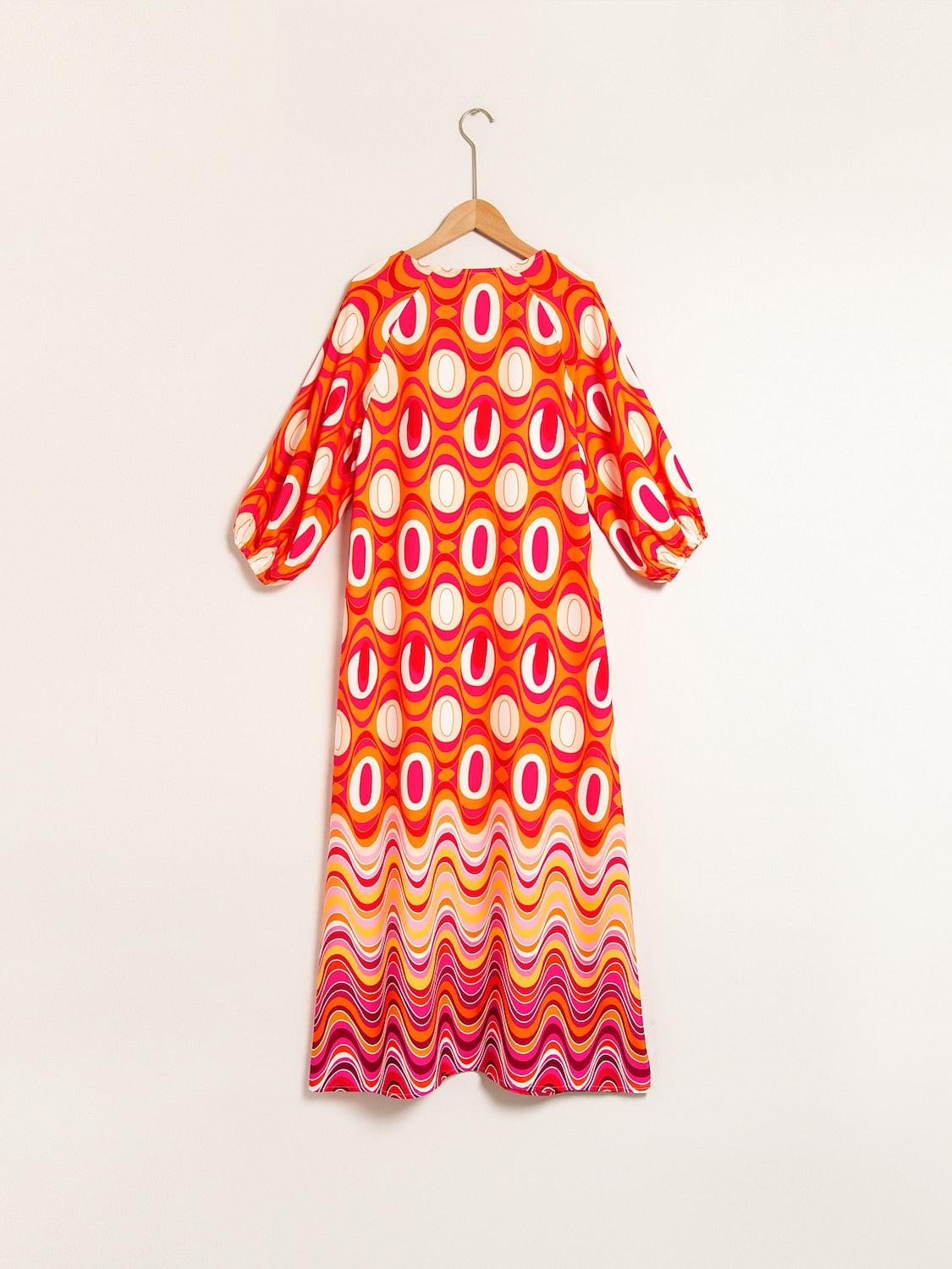 Satin Lines Waves Maxi Dress