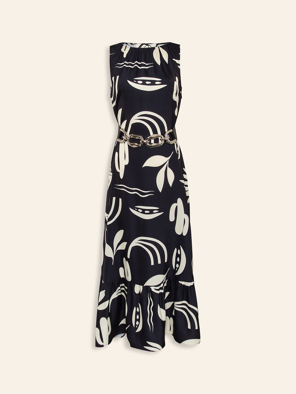 Satin Leaves less Maxi Dress (No Belt)