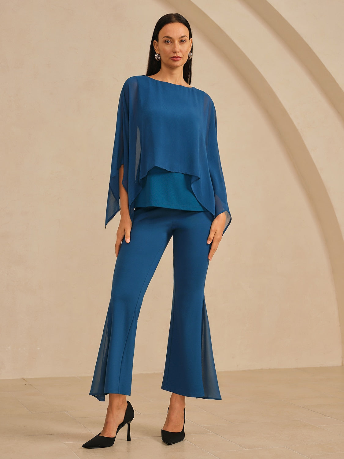 Stylish Luxurious Modal Chiffon Cape Top Blouse