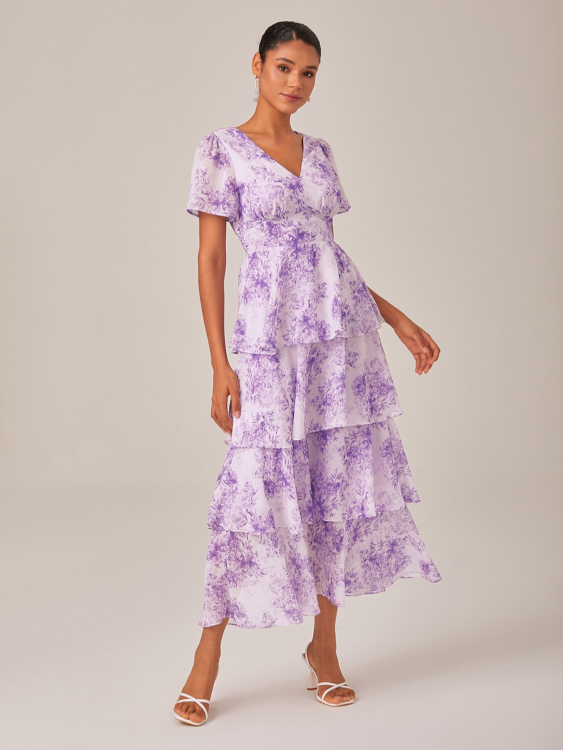 Maxi Dress Purple Lightweight Chiffon