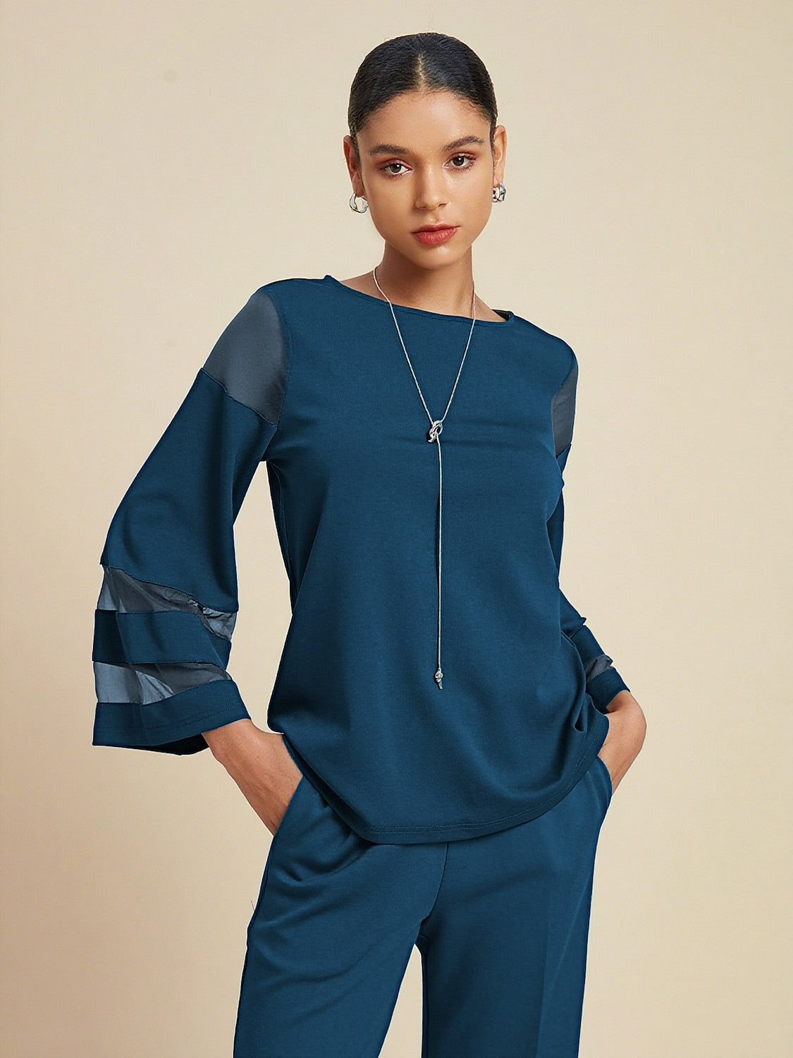 Style Chiffon Blouse Modal Illusion Pure Color Loose