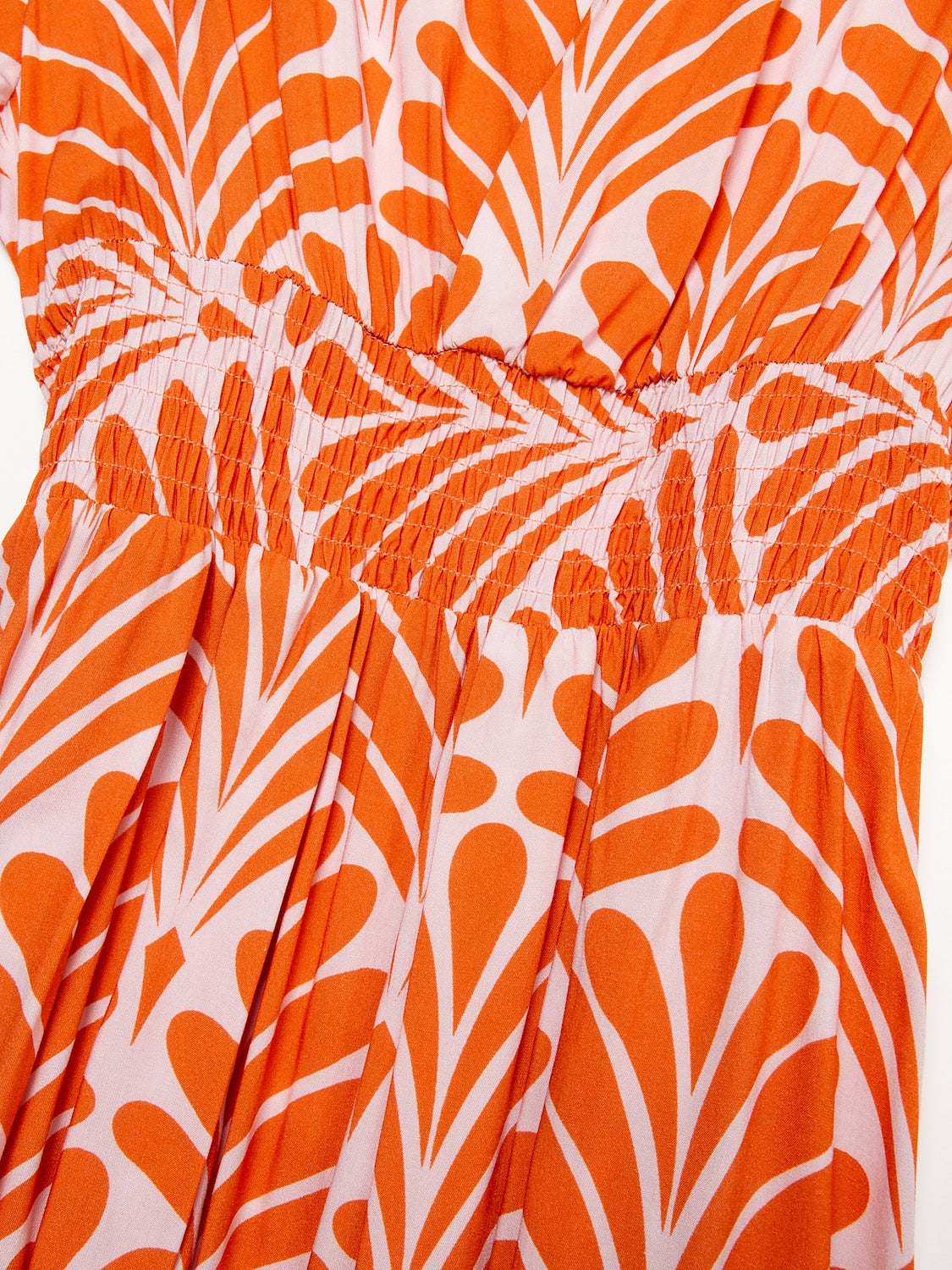 Orange Short Geometric Pattern Maxi Dress