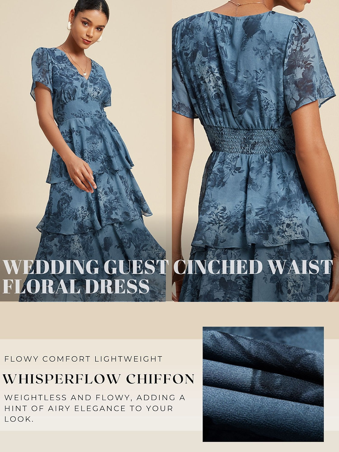 Floral Chiffon Maxi Dress A Line Tiered Ruffle Cake