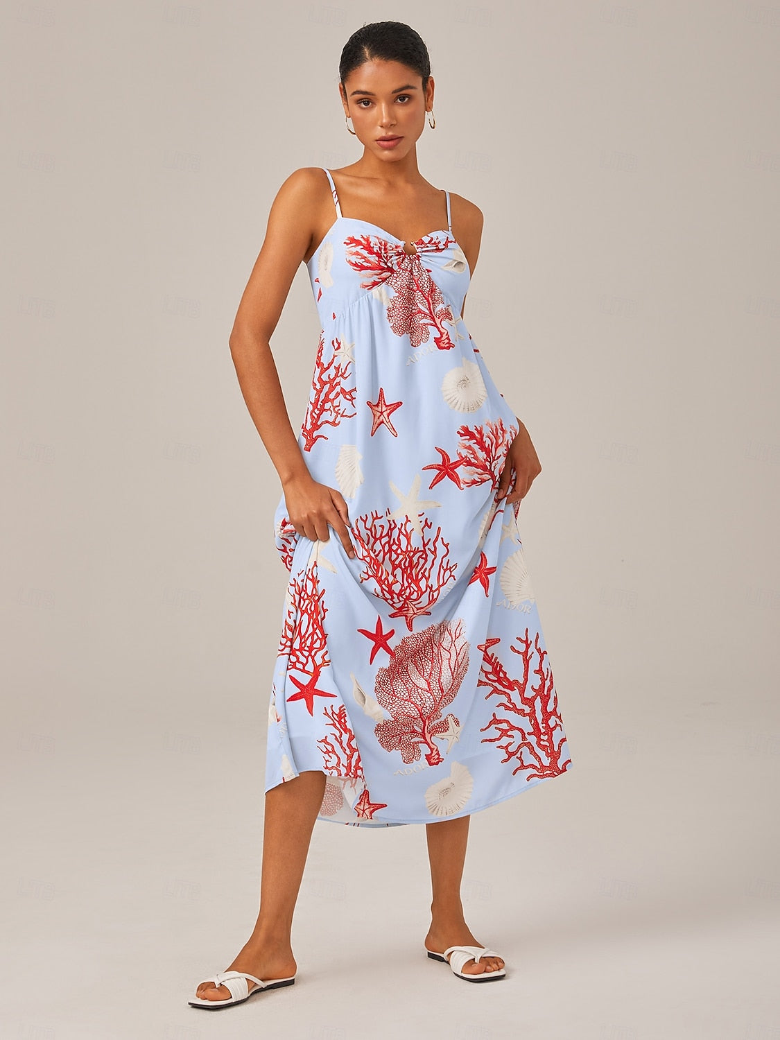 Red Ocean-Themed Cami Dress