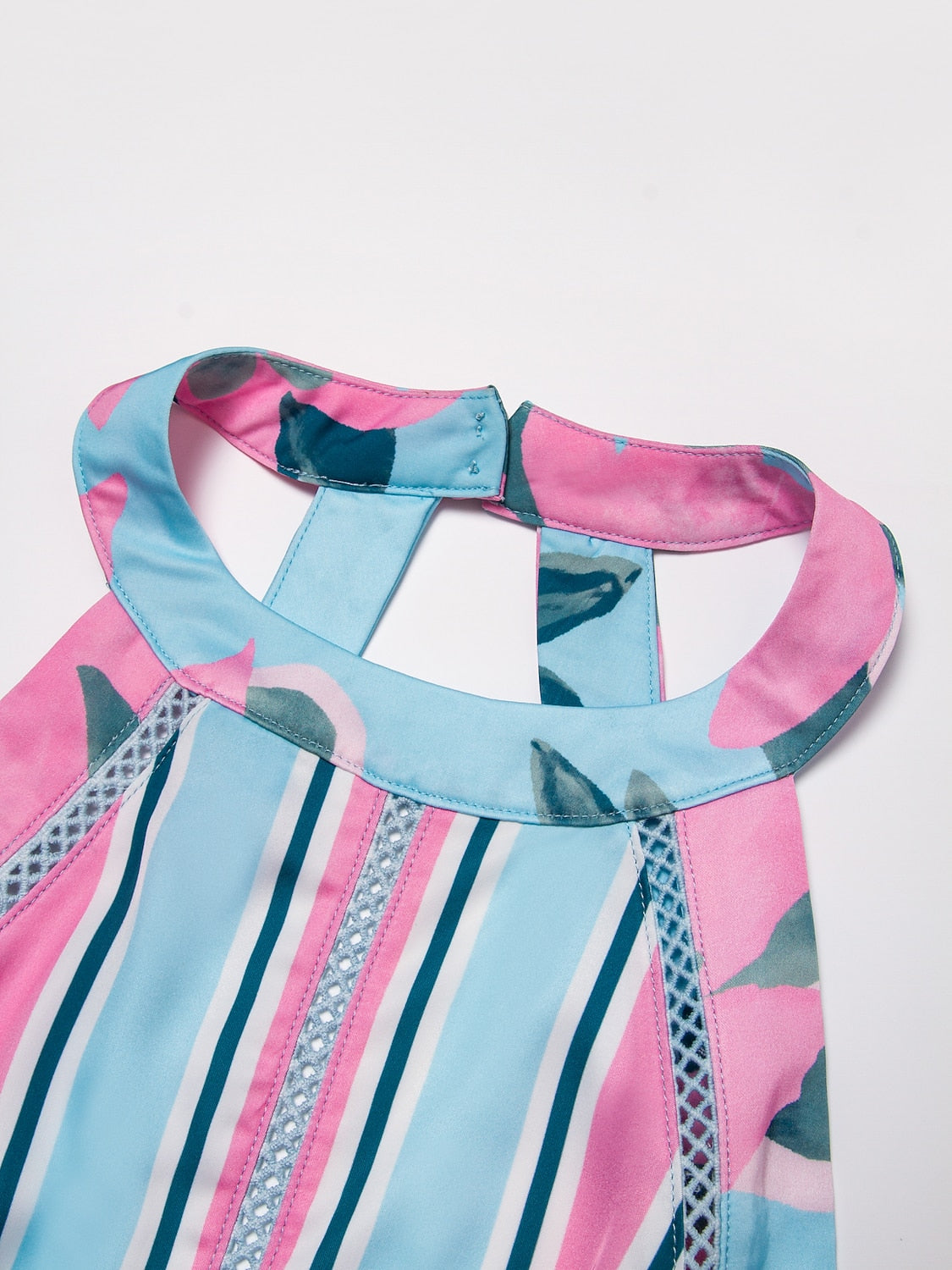 Satin Print Halter Backless Maxi Dress