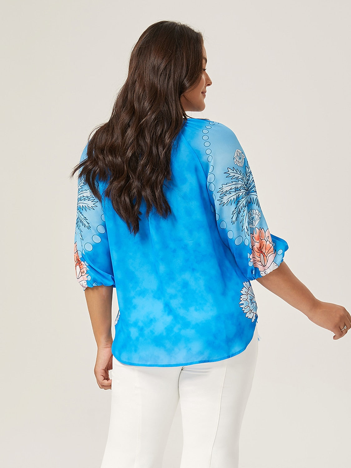 Vacation-Style Placement Print Pullover Top