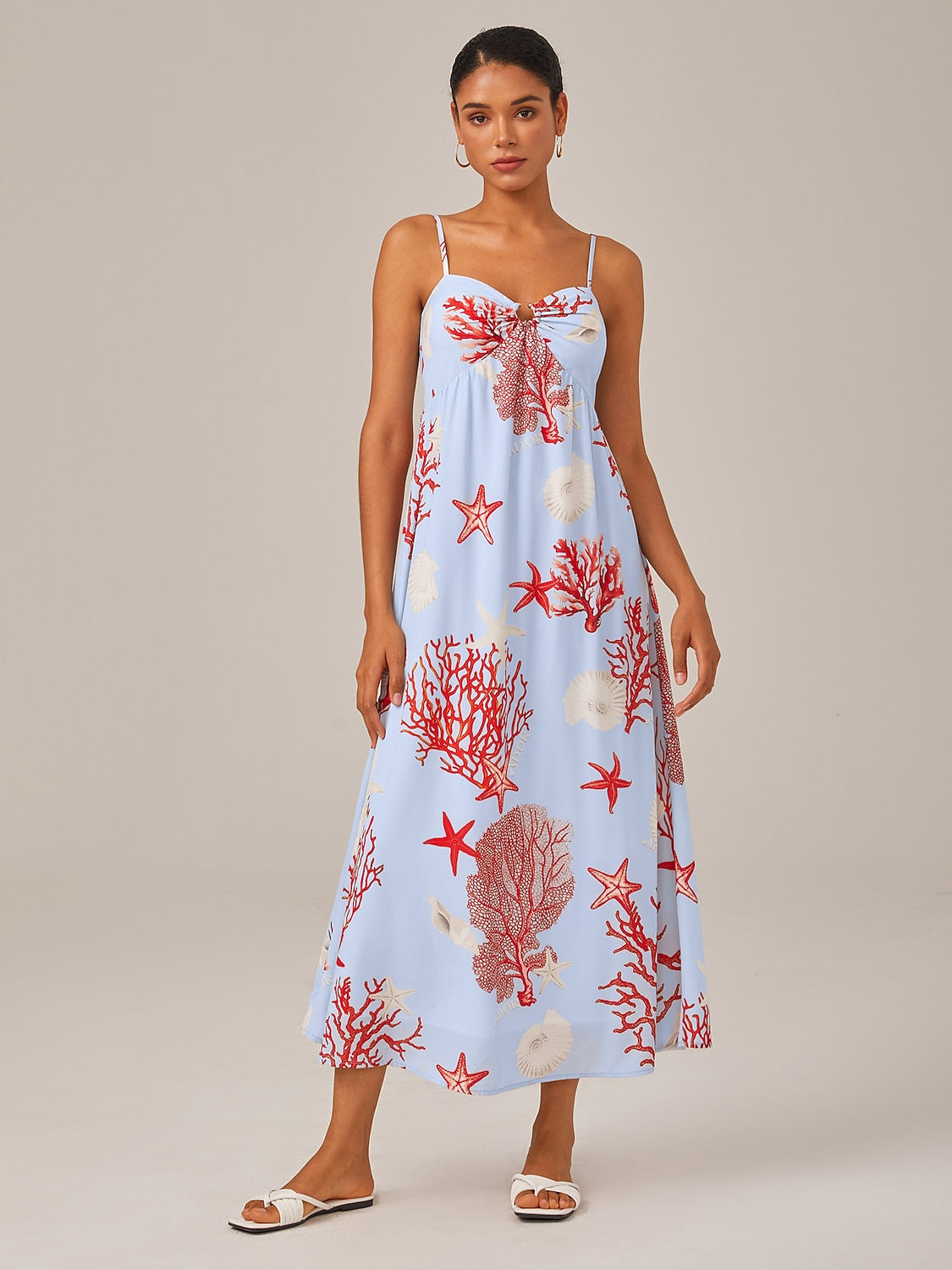 Red Ocean-Themed Cami Dress