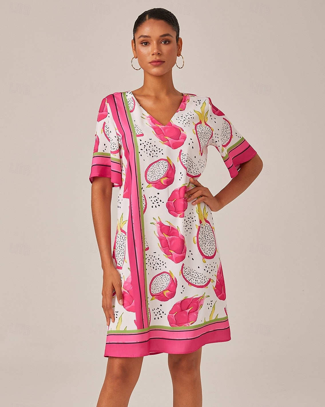 Dragon Fruit Placed Print Mini Dress