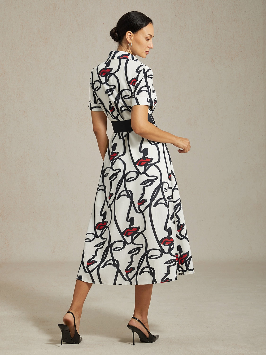 Maxi Dress Shirt Abstract Face Art Short