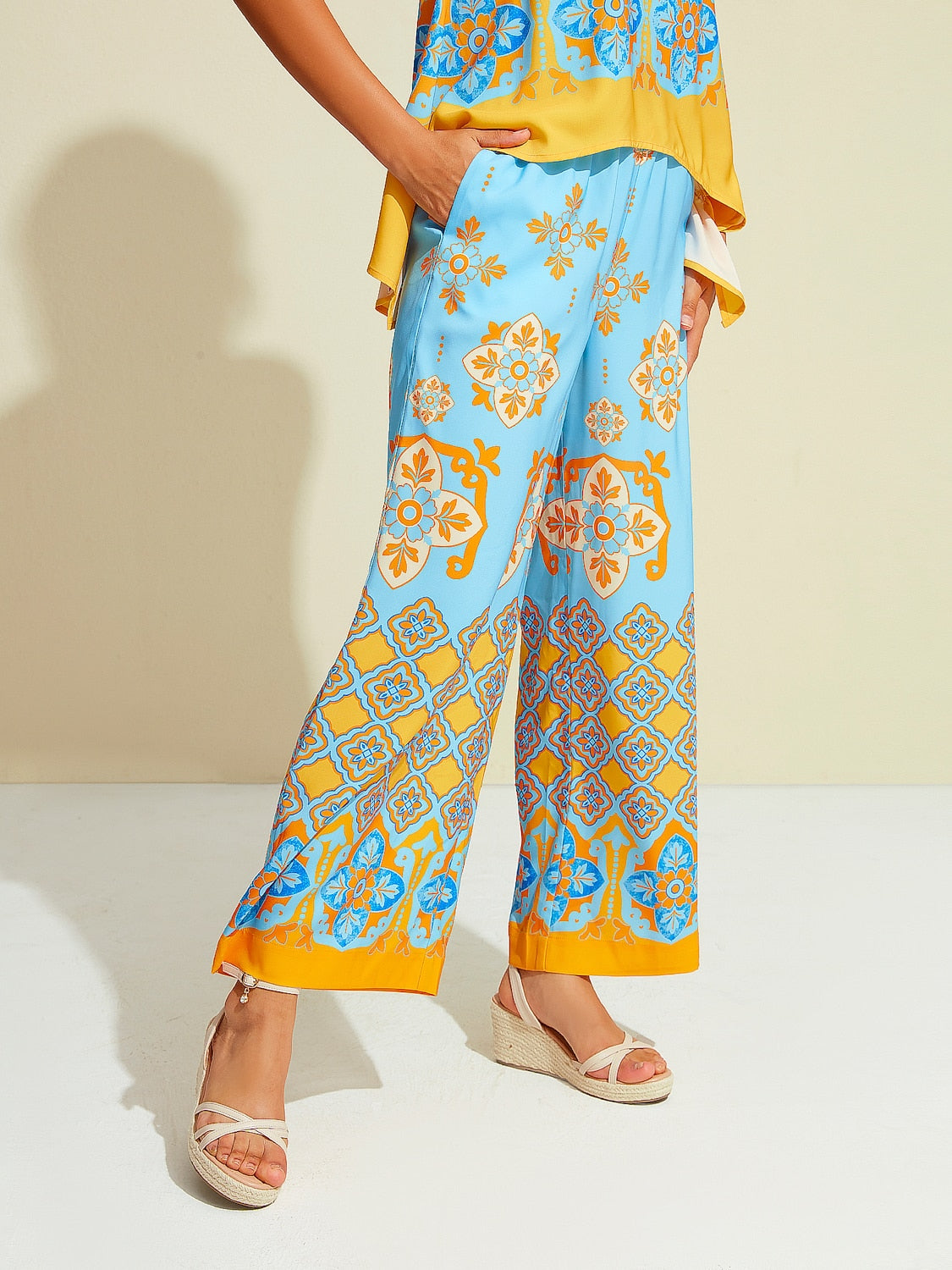 Satin Bohemia Wide Leg Pocket Pants