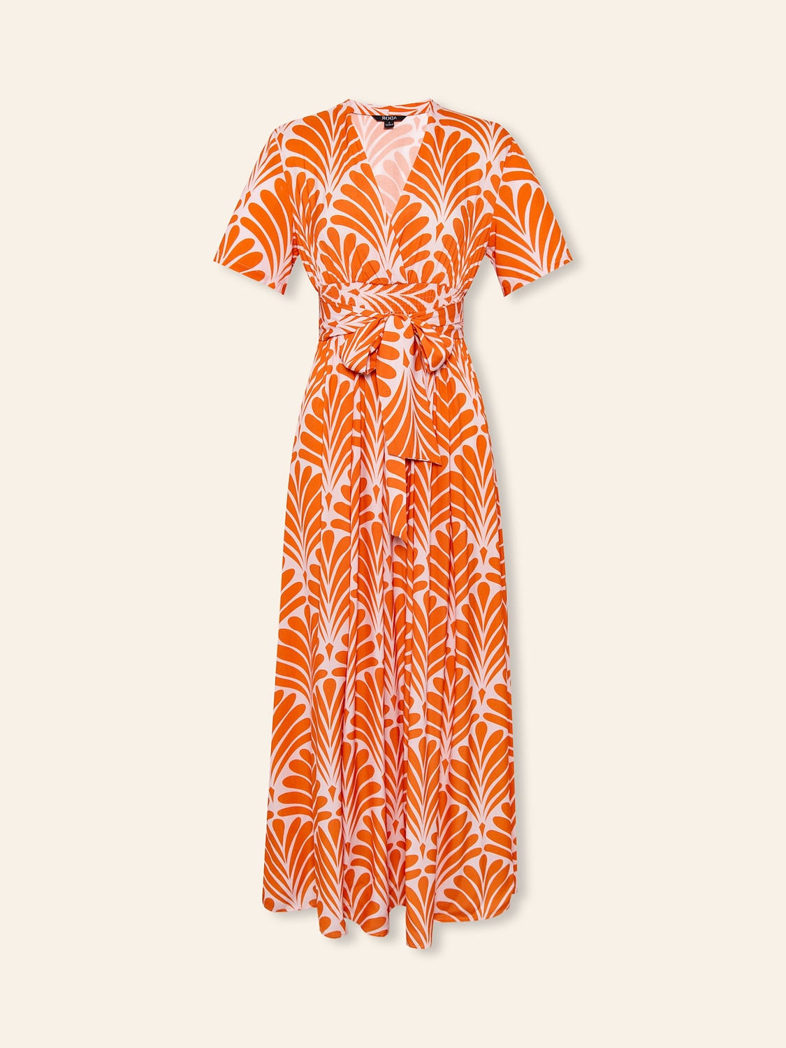 Orange Short Geometric Pattern Maxi Dress