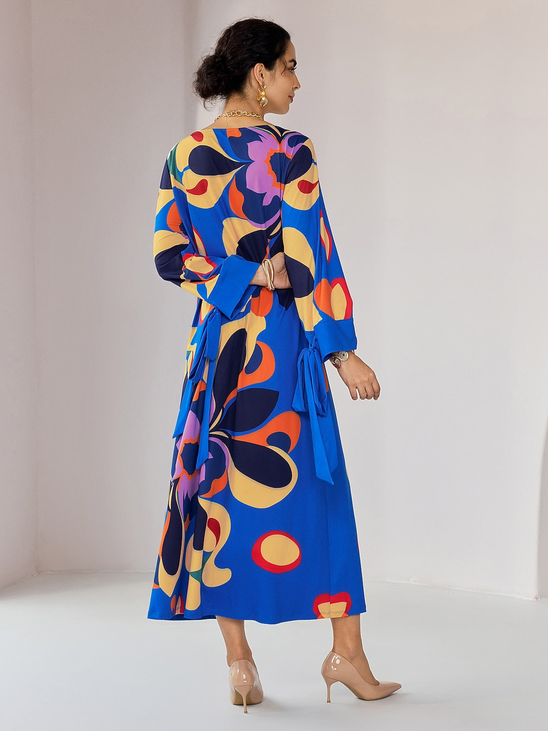 Loose Floral Printing Midi Dress