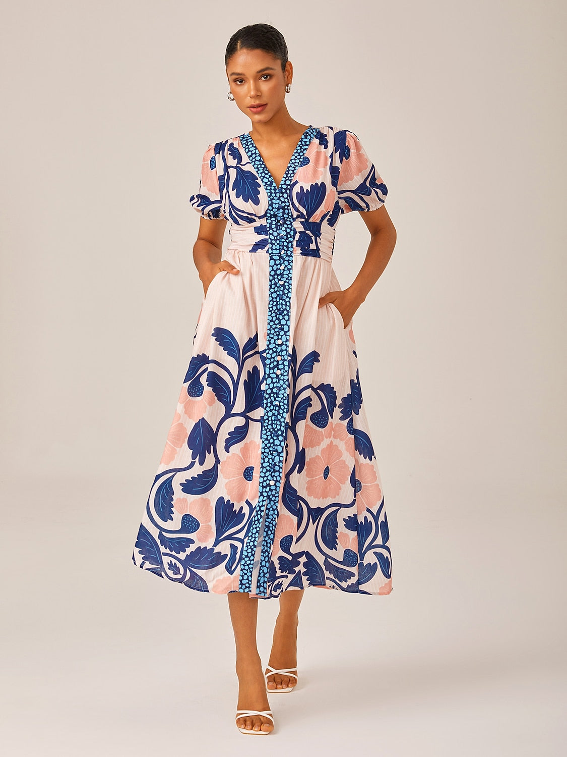 Floral High Waist Short Maxi Dress