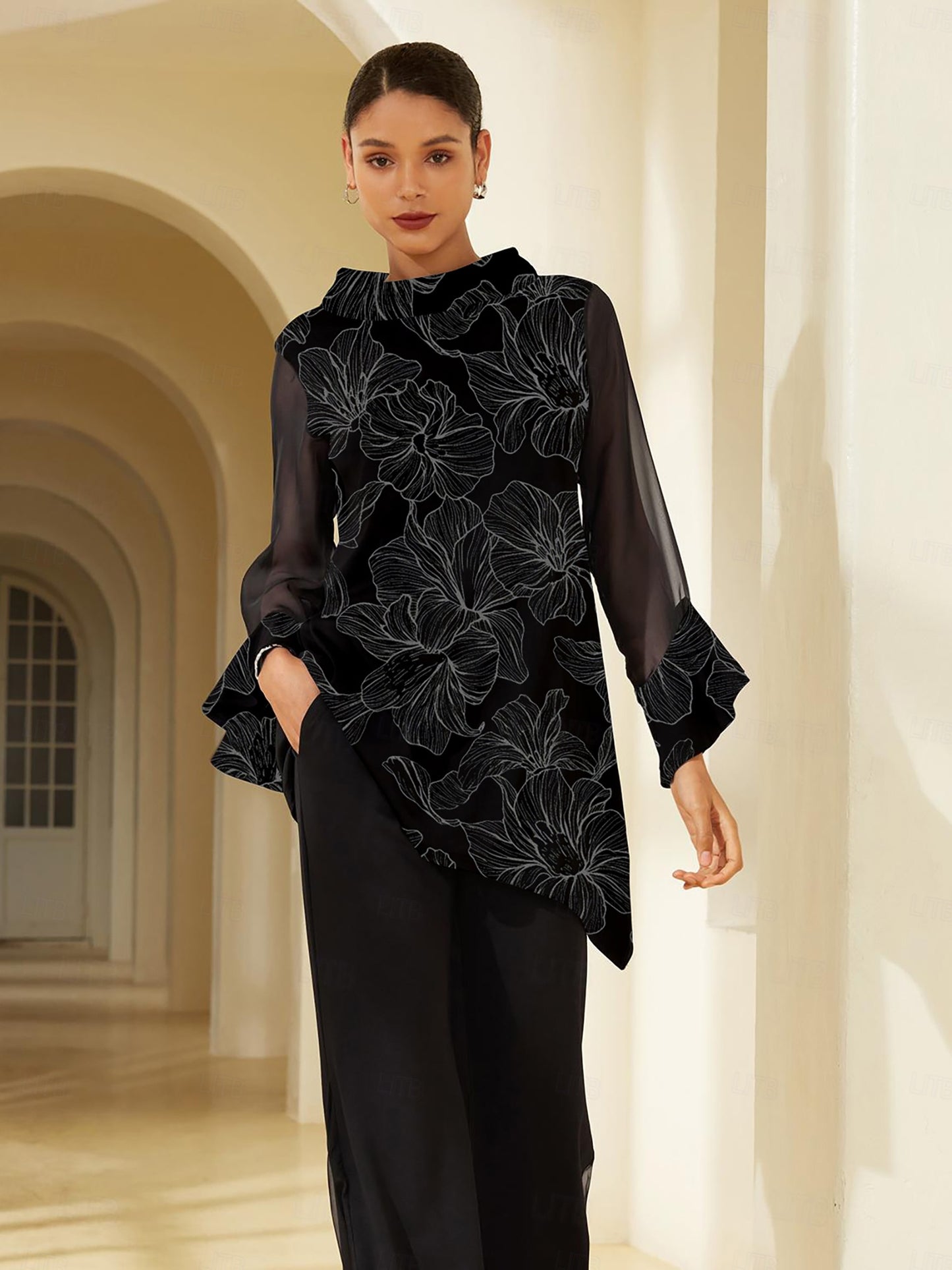 Chiffon Modal Slim Fit Sheer Lightweight Breathable Blouse