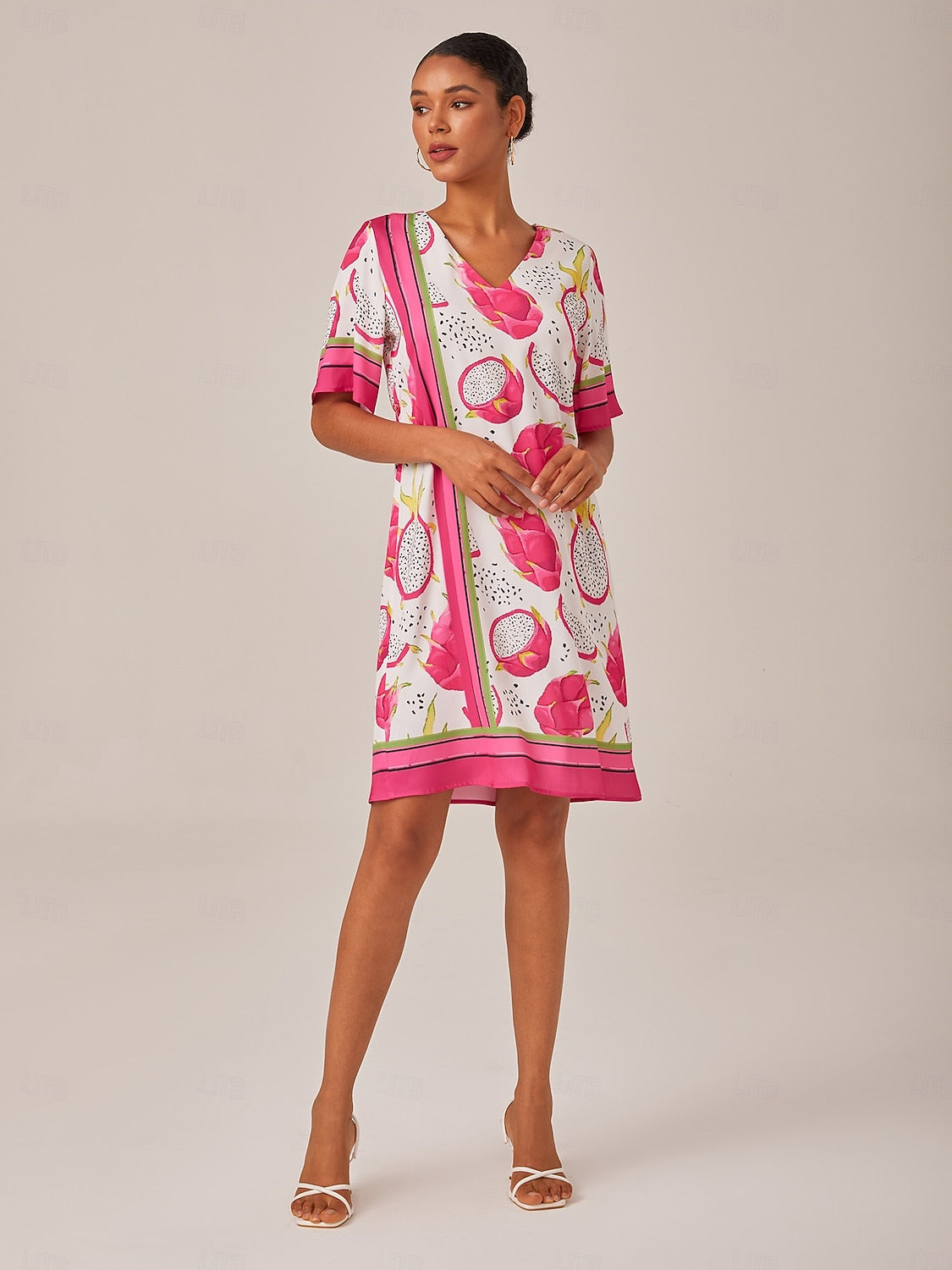 Dragon Fruit Placed Print Mini Dress