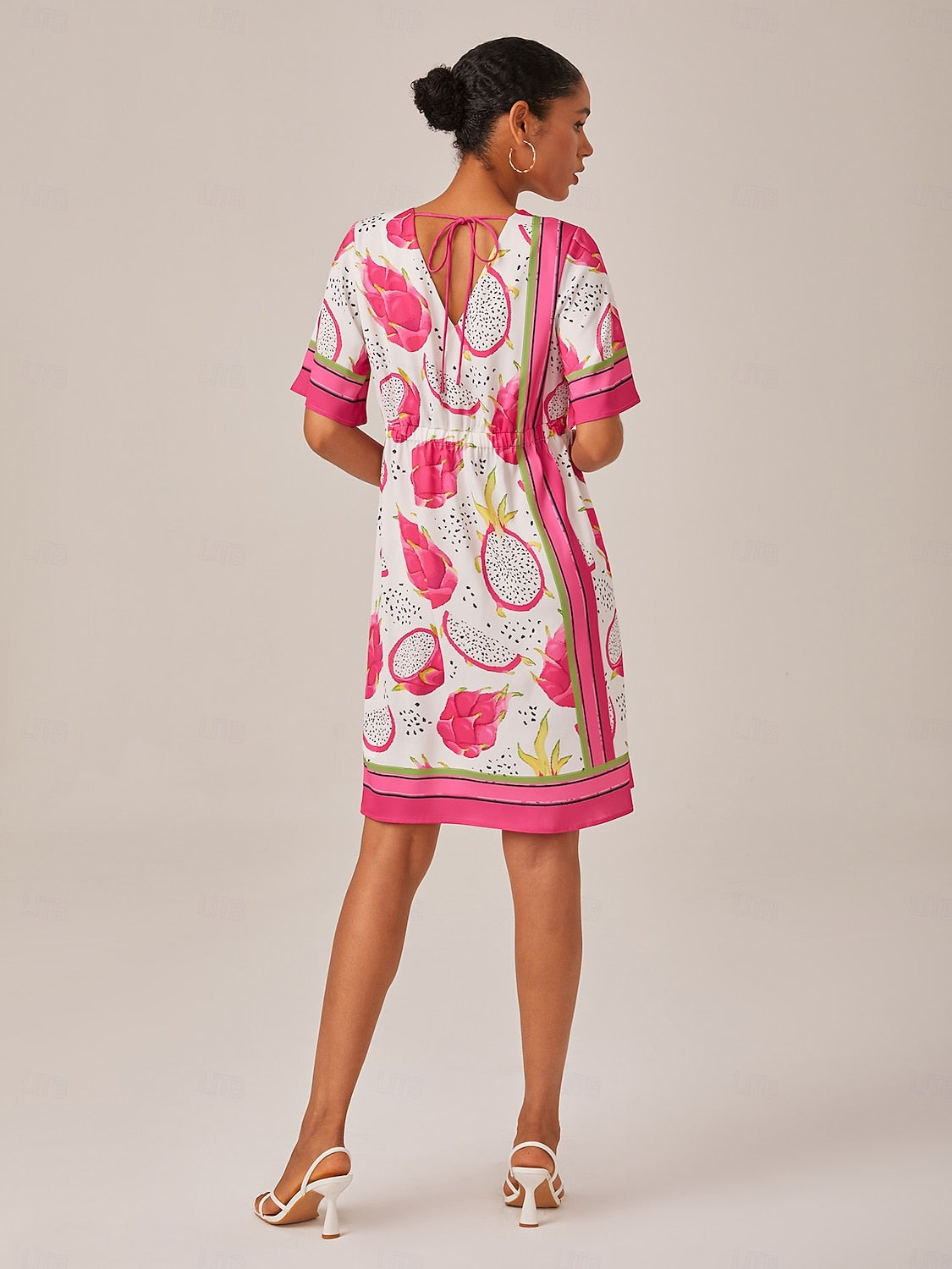 Dragon Fruit Placed Print Mini Dress