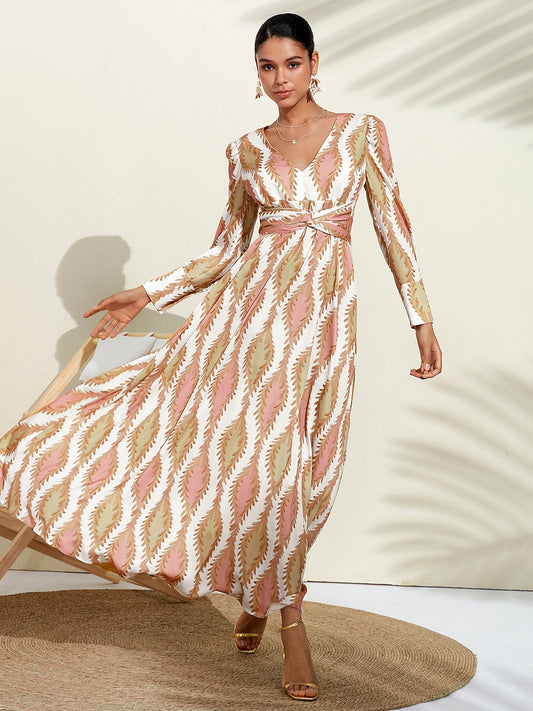 Maxi Dress White Satin Floral Print