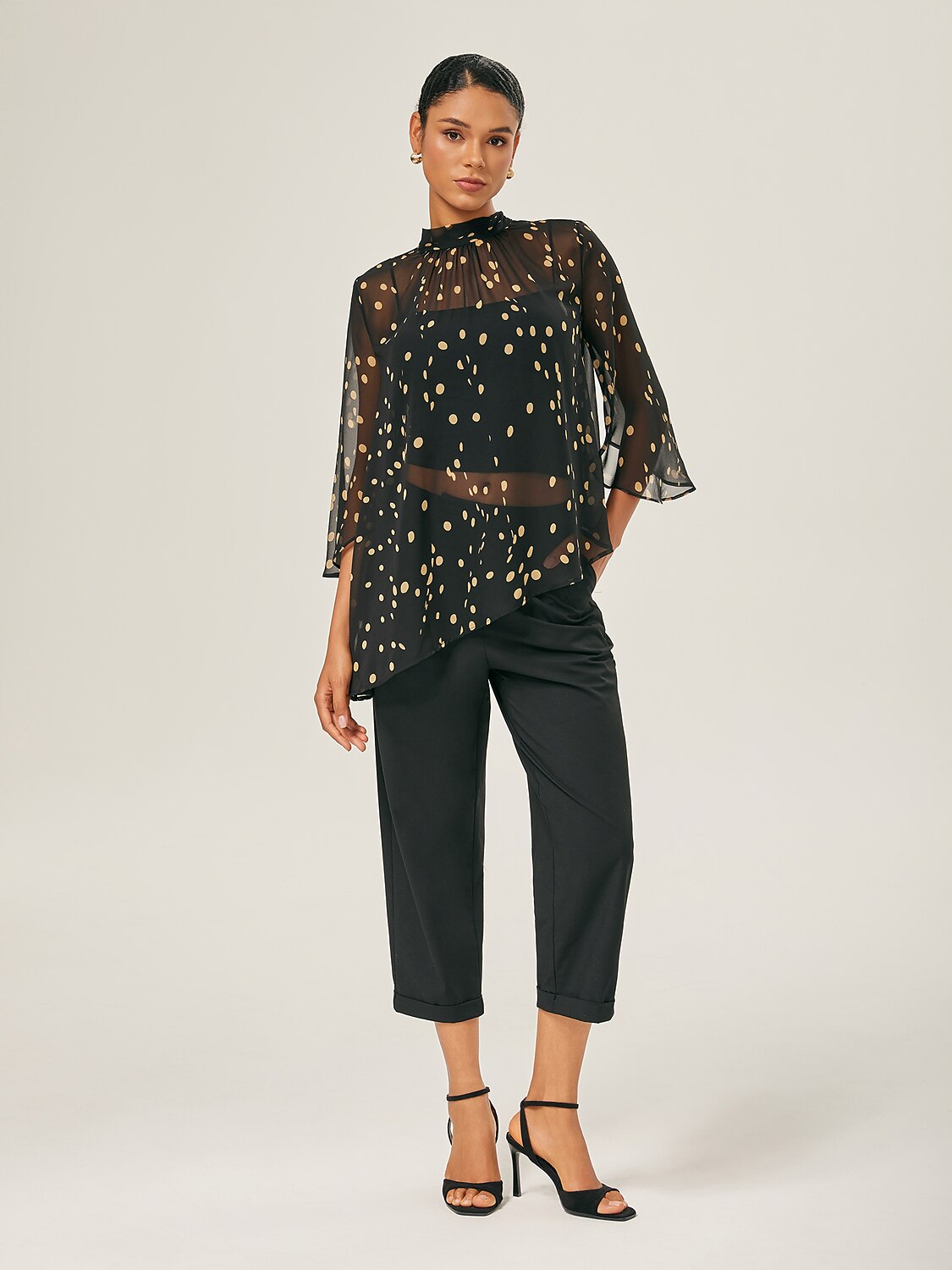 Slim Fit Black Wool Ankle Cigarette Pants