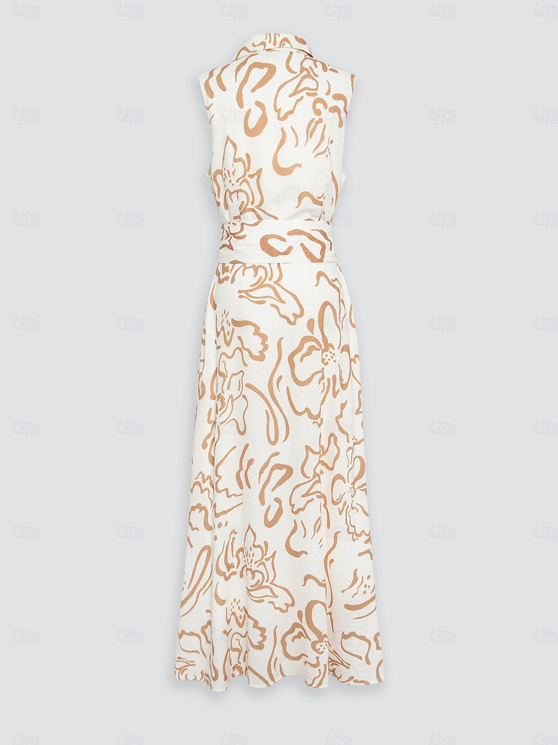 A Line Maxi Shirt Dress Pocket Waist Slim Fit