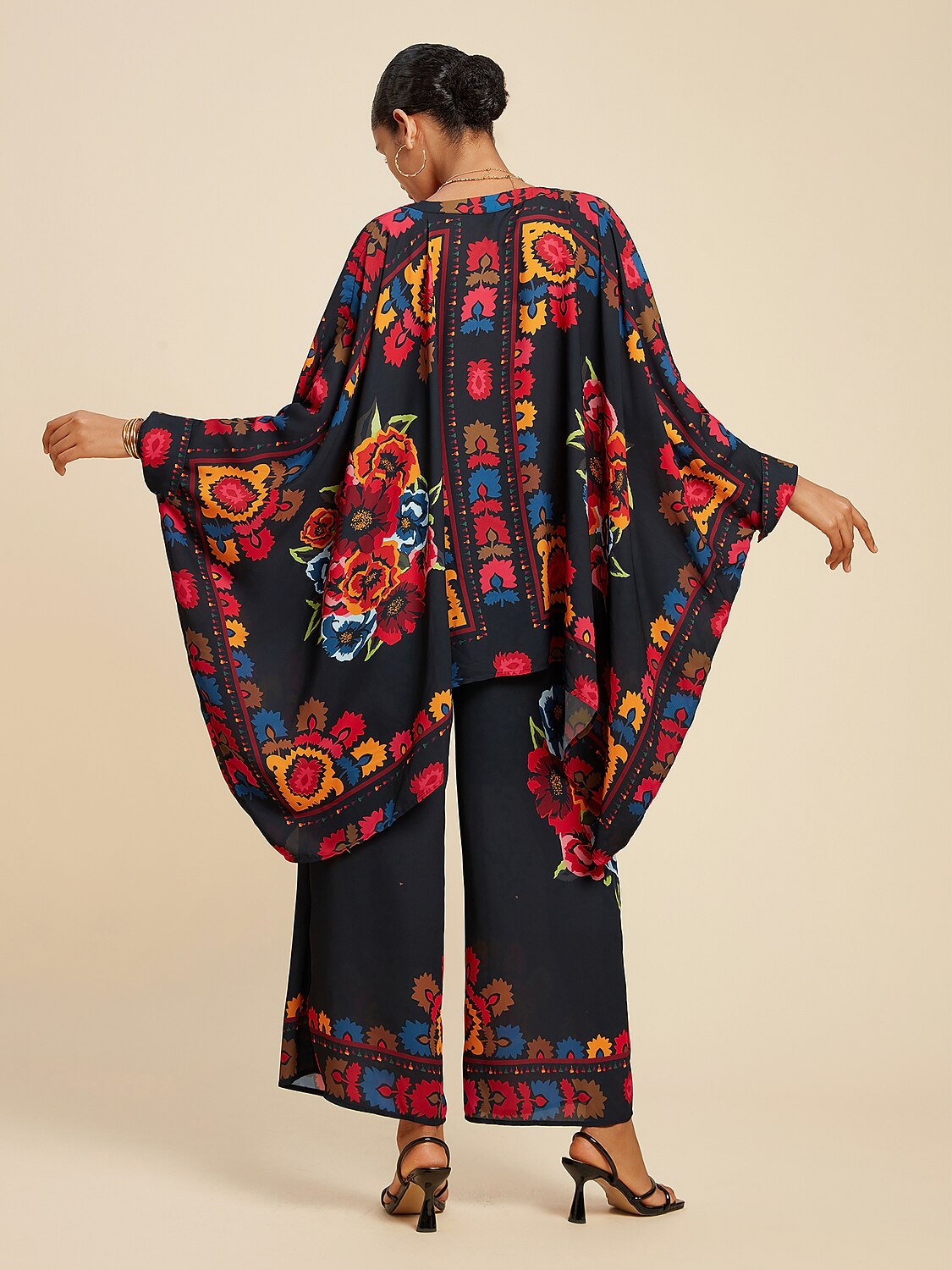 Pants Chiffon Floral Print Elasticated Waistband