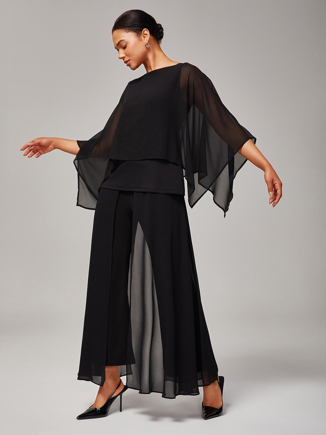 Stylish Luxurious Modal Chiffon Cape Top Blouse