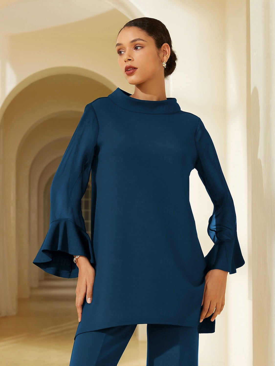 Modal Chiffon Flare Cuff Set
