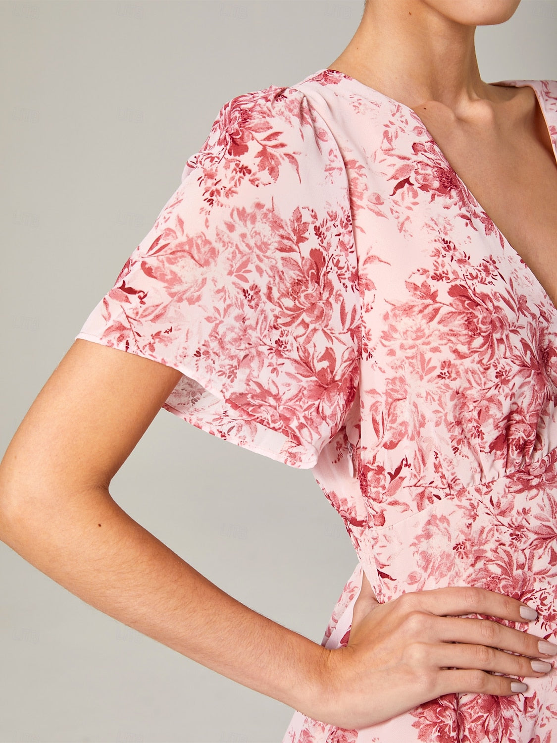 Floral Chiffon Maxi Dress A Line Tiered Ruffle Cake