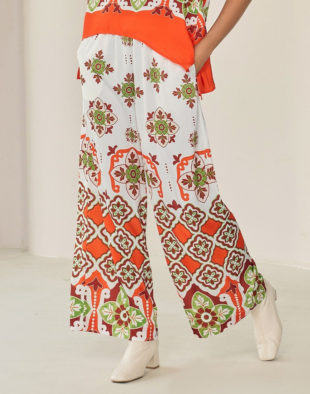 Satin Bohemia Wide Leg Pocket Pants