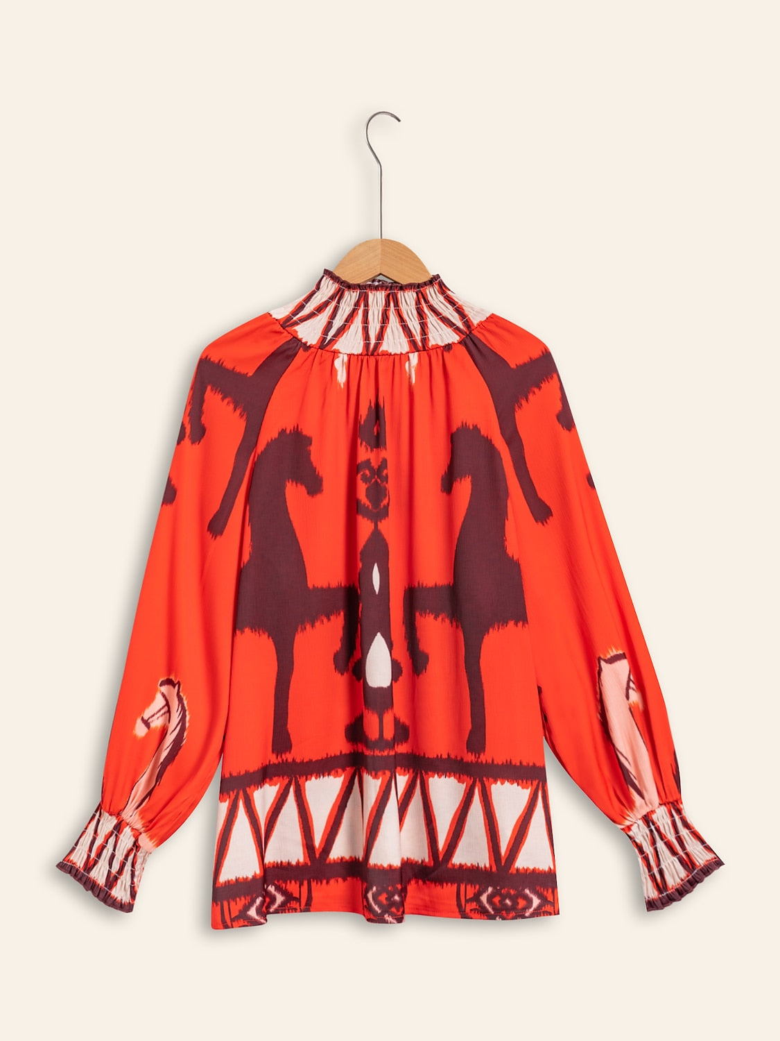 Chiffon Orange Bohemian Printing Turtle Blouse