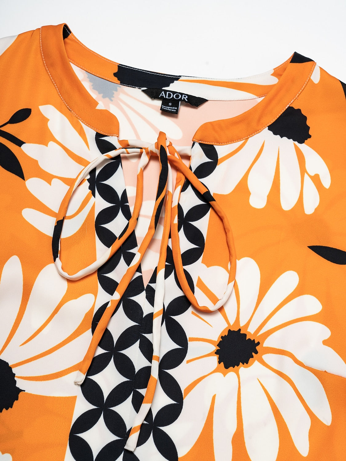 Satin Vacation Geometric Pattern 3/4 Length Sleeves Maxi Dress