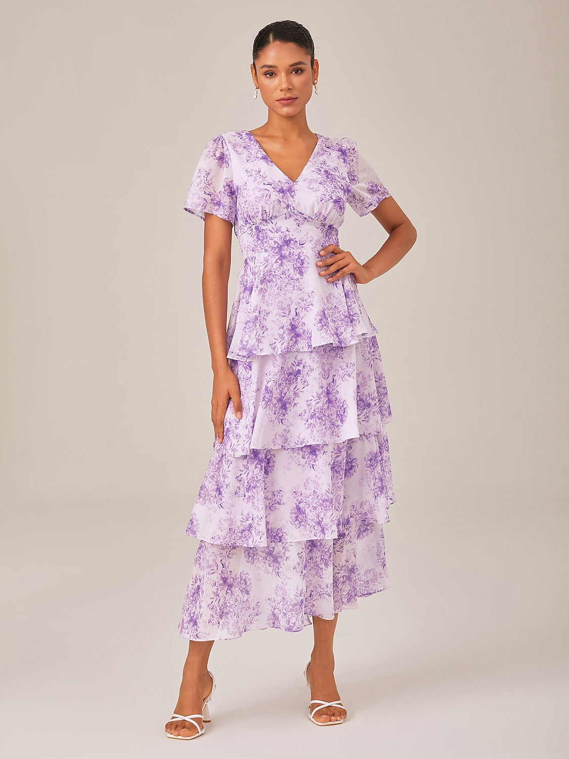 Maxi Dress Purple Lightweight Chiffon